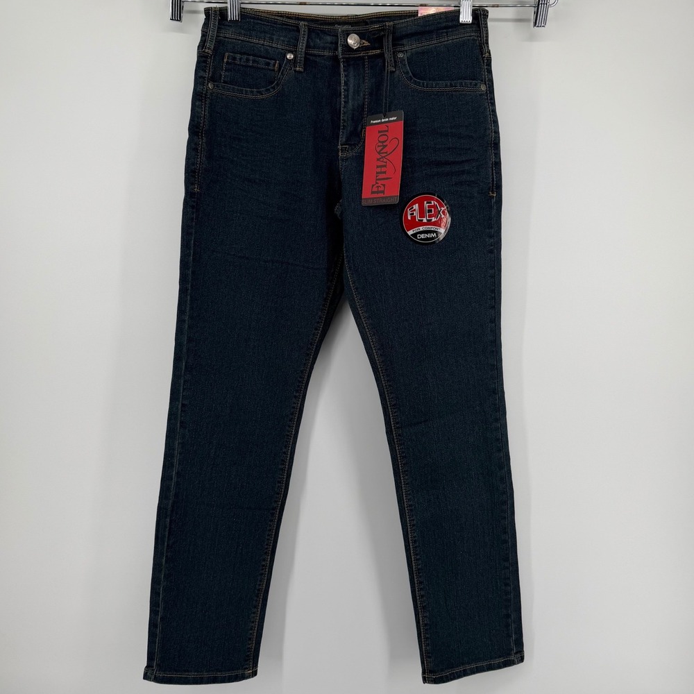 ETHANOL Men's Flex Denim Dark Wash Straight leg Blue Jeans Size 32 New